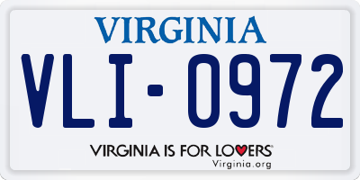 VA license plate VLI0972