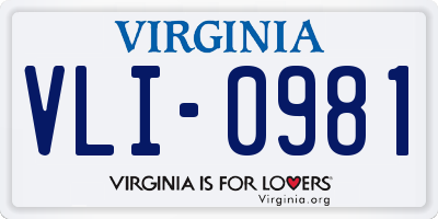 VA license plate VLI0981