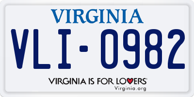 VA license plate VLI0982