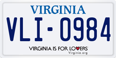 VA license plate VLI0984