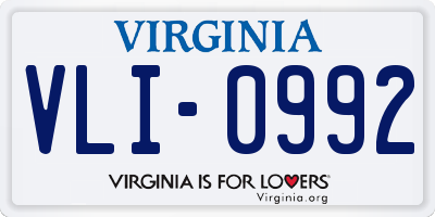 VA license plate VLI0992