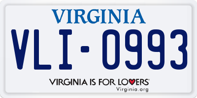 VA license plate VLI0993