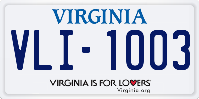 VA license plate VLI1003