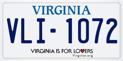 VA license plate VLI1072