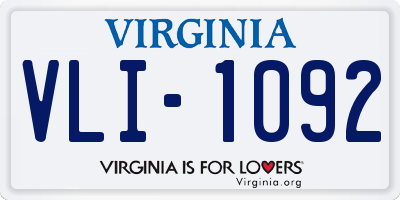 VA license plate VLI1092