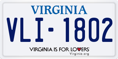 VA license plate VLI1802