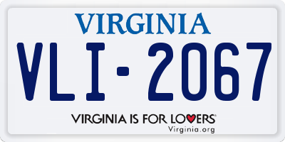 VA license plate VLI2067