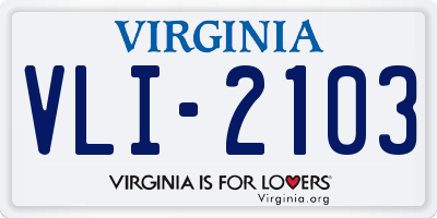 VA license plate VLI2103