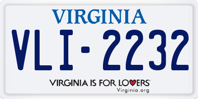 VA license plate VLI2232