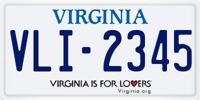 VA license plate VLI2345