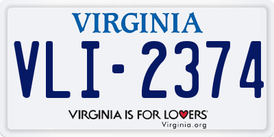 VA license plate VLI2374