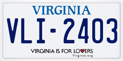 VA license plate VLI2403