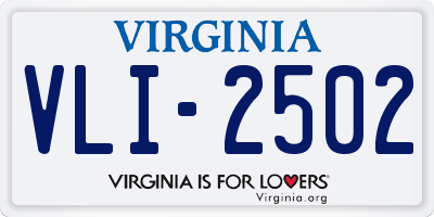 VA license plate VLI2502