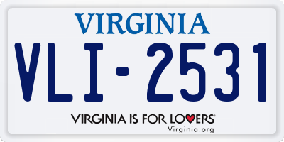 VA license plate VLI2531