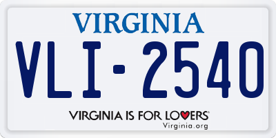 VA license plate VLI2540