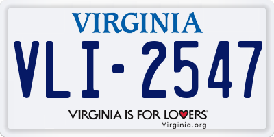 VA license plate VLI2547