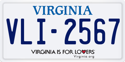 VA license plate VLI2567
