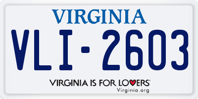VA license plate VLI2603