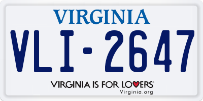 VA license plate VLI2647