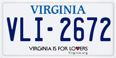 VA license plate VLI2672