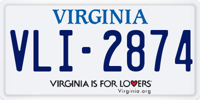 VA license plate VLI2874