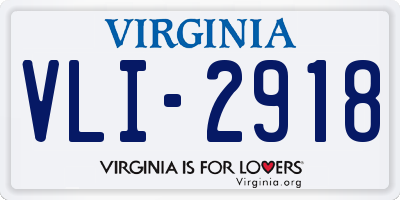 VA license plate VLI2918