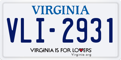 VA license plate VLI2931