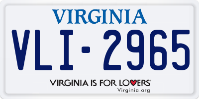 VA license plate VLI2965