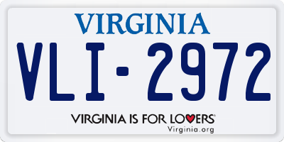VA license plate VLI2972
