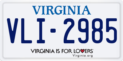 VA license plate VLI2985