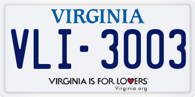 VA license plate VLI3003