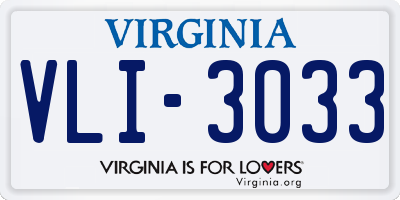 VA license plate VLI3033