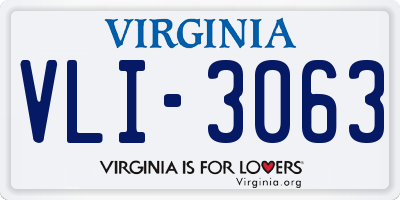 VA license plate VLI3063