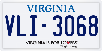VA license plate VLI3068