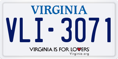 VA license plate VLI3071
