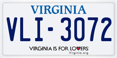 VA license plate VLI3072