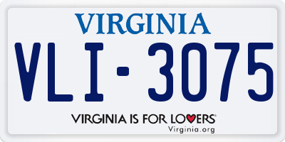 VA license plate VLI3075