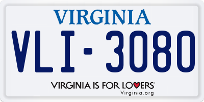 VA license plate VLI3080