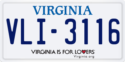 VA license plate VLI3116