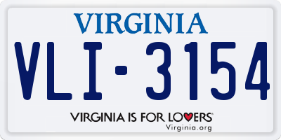 VA license plate VLI3154