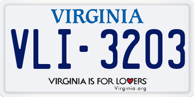 VA license plate VLI3203