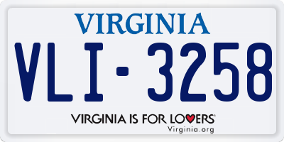 VA license plate VLI3258