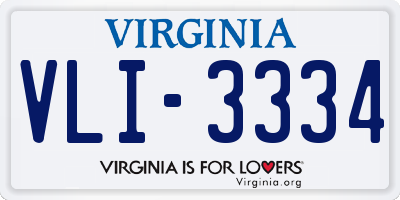 VA license plate VLI3334