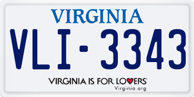 VA license plate VLI3343