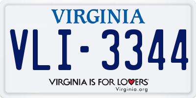 VA license plate VLI3344