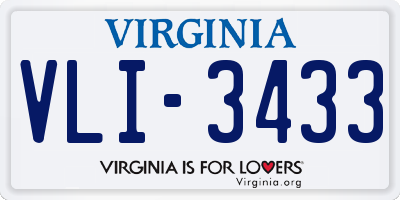 VA license plate VLI3433