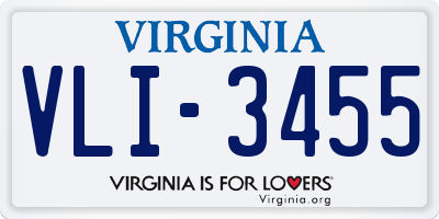 VA license plate VLI3455