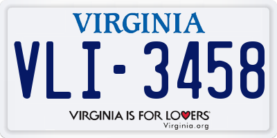 VA license plate VLI3458