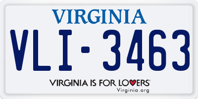 VA license plate VLI3463