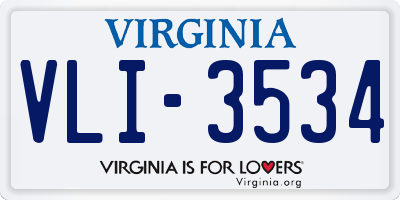 VA license plate VLI3534